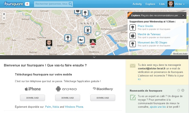 Le réseau Foursquare