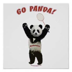 Un panda champion de badminton