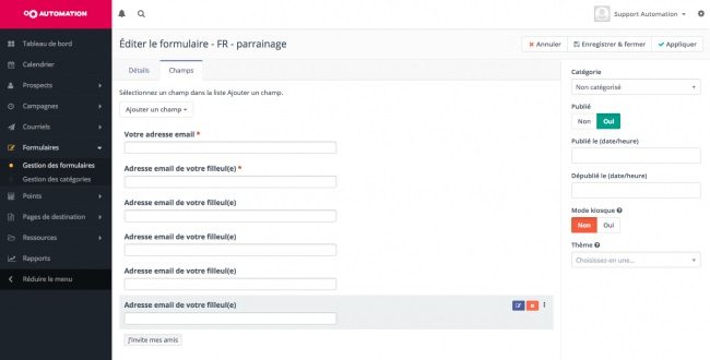 Automation - Formulaire éditeur